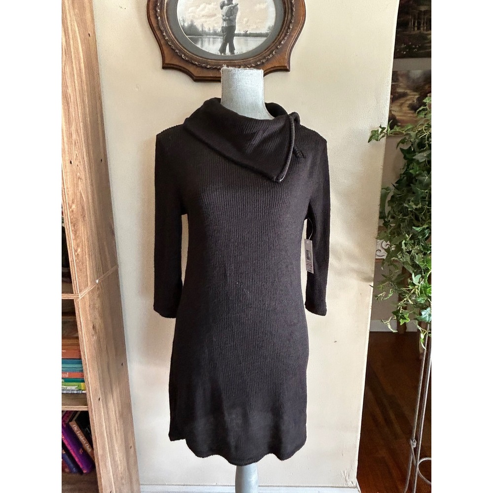 Y2K No Boundaries Sweater Dress Juniors XL Black NEW Ribbed Cowl Neck Zipper